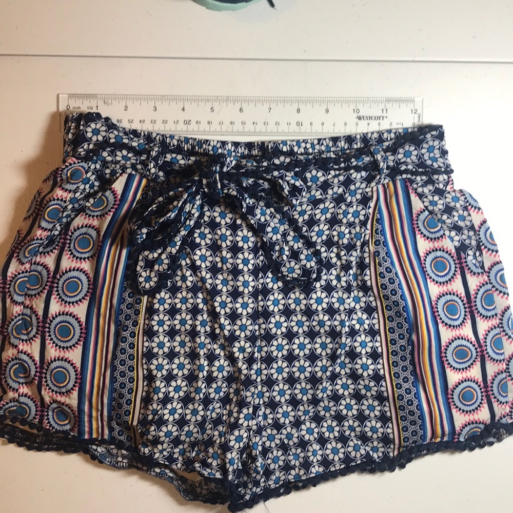 Rayon tile print shorts